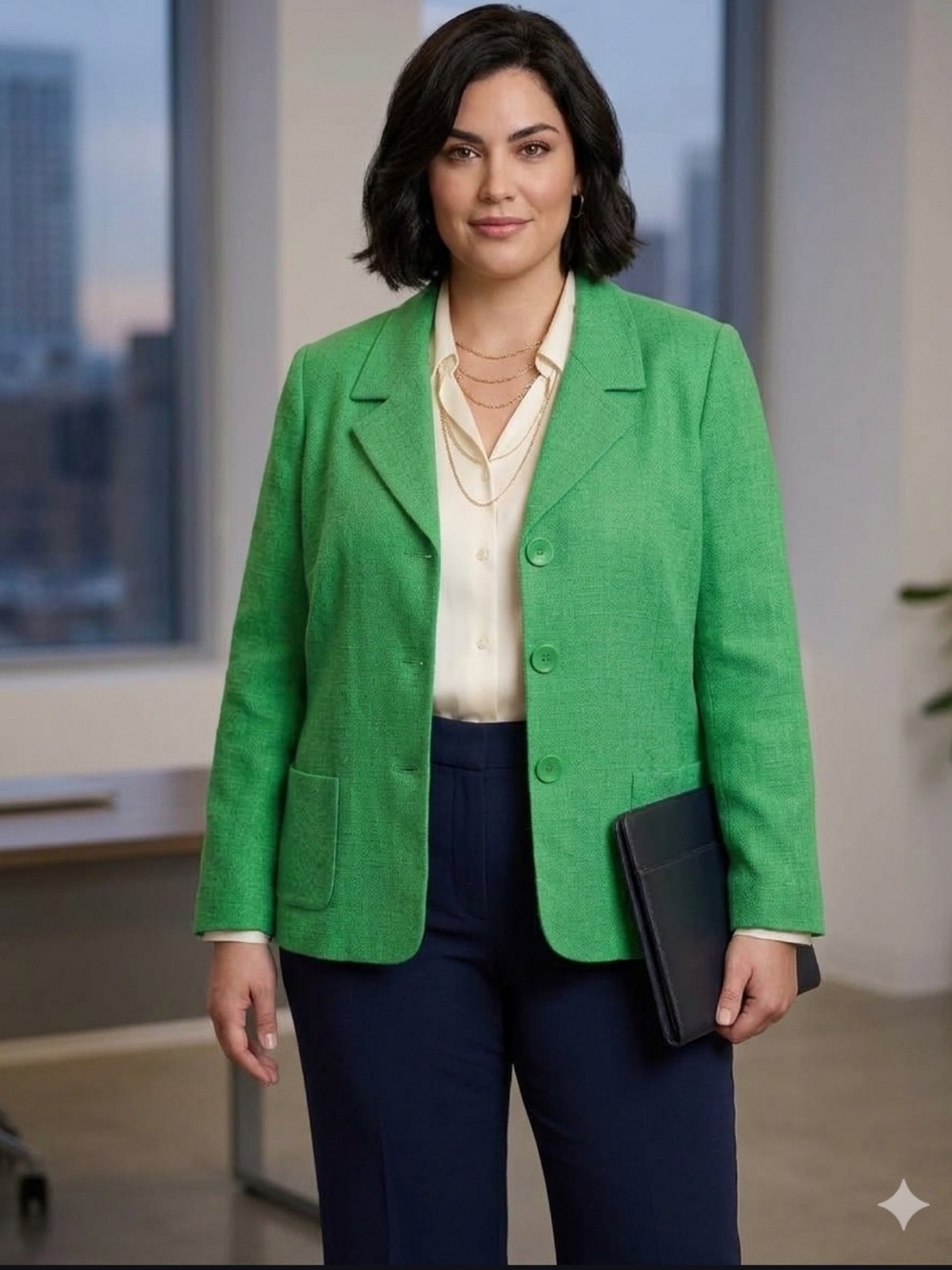NWT Dana Buchman Woman Kelly Green Linen Blend Blazer Jacket Plus Size 20